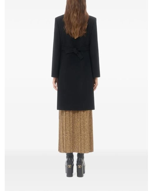 Valentino Garavani Black Embroidered Compact Drap Coat