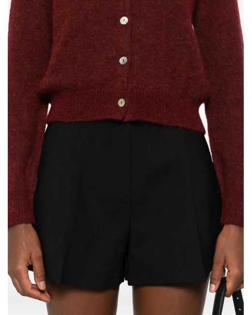 MSGM Black Pleated Satin-Trimmed Shorts