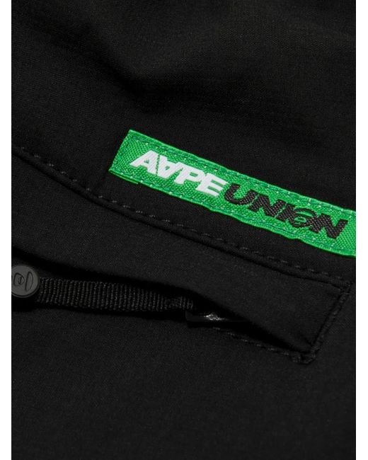 Aape By A Bathing Ape Black Cargo Logo Shorts for men