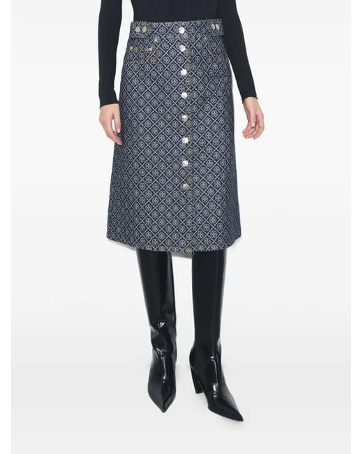 Tory Burch Flared Rok Met Knopen in het Blue