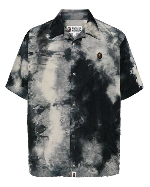 A Bathing Ape Black Tie-Dye Short-Sleeve Shirt for men