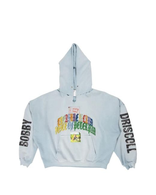 PALY Blue Bobby Driscoll Graphic-Print Distressed Hoodie