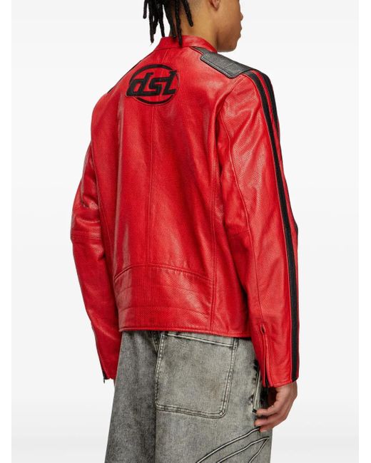 DIESEL Red Bikerjacke Aus Perforiertem Leder