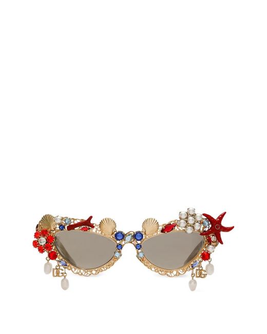 Dolce & Gabbana Metallic Embellished Frame Sunglasses