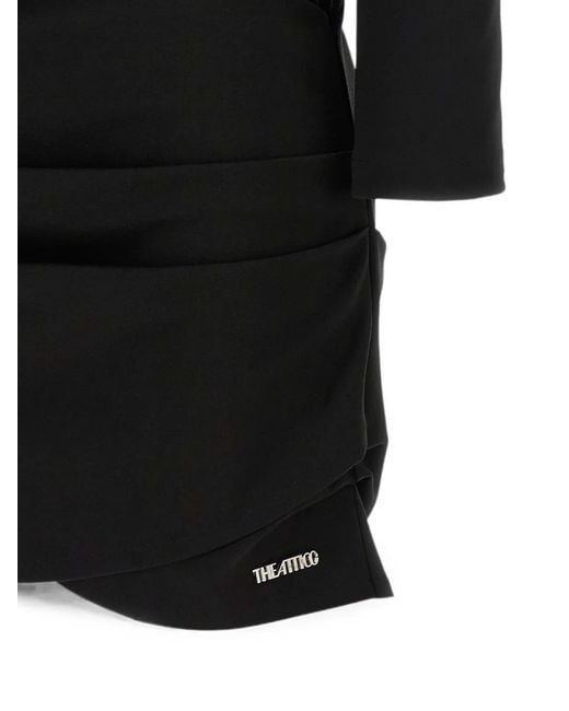 The Attico Black Cut-Ou Draped Mini Dress