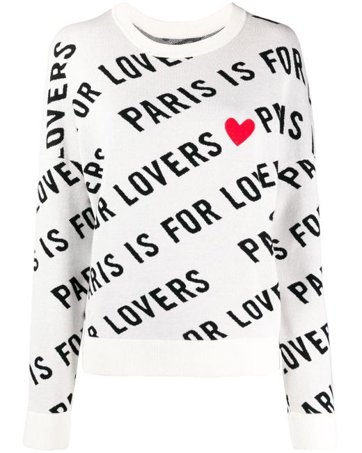 Zadig & Voltaire White Paris Is For Lovers Heart Print Jumper