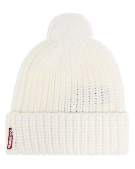 Bonnet Nervuré À Pompon DSquared² en coloris White