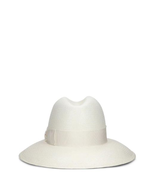 Borsalino White Claudette Panama Wide-Brim Hat