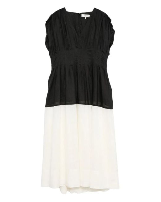 Sea Black Pleated V-neck mini dress