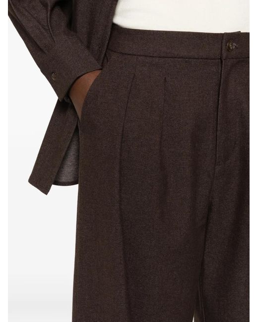 ELEH Brown Pleated Wide-Leg Trousers
