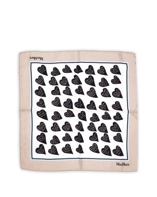 Max Mara Black Heart-Print Scarf