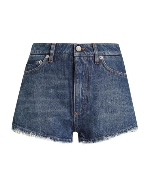 Dolce & Gabbana Blue Frayed Denim Shorts