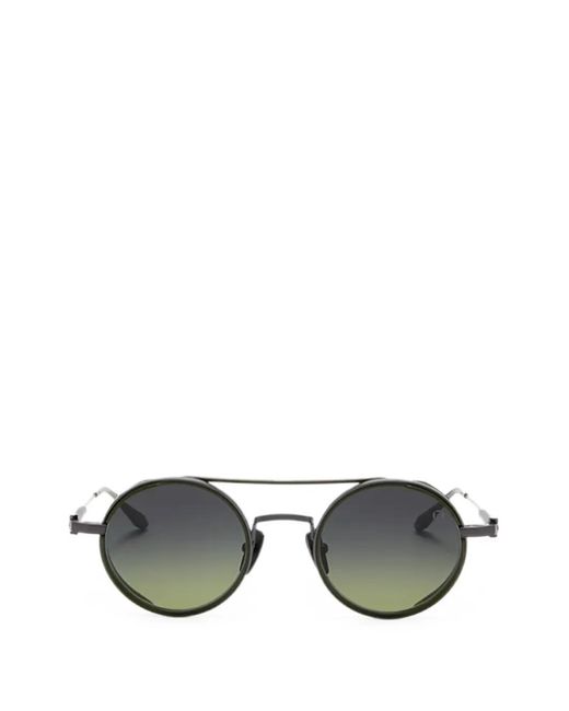 Akoni Black Eris Round-Frame Iron Sunglasses
