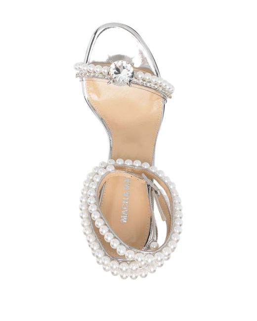 Mach & Mach White 90mm Pearl-embellished Sandals