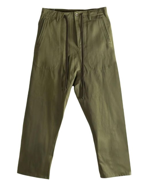 Uma Wang Green Perch Drawstring-Waist Trousers for men