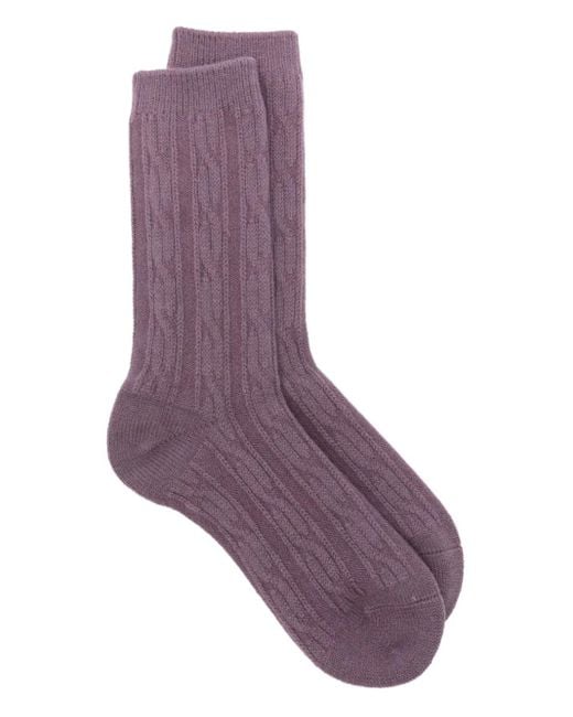 メンズ Stussy ケーブルニット 靴下 Purple