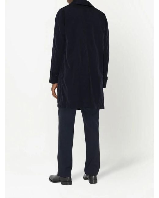 Burberry Blue Single-Breasted Logo Patch Coat for men