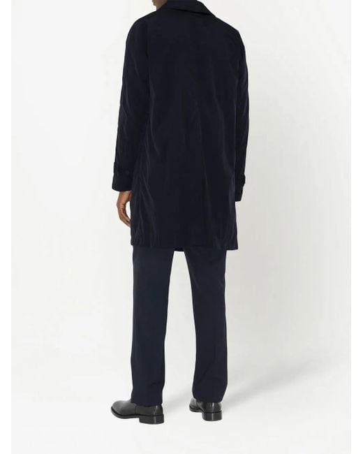 Burberry Blue Single-Breasted Logo Patch Coat for men