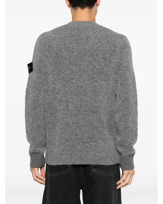 Stone Island Strickpullover Mit Logo-Patch in Gray für Herren