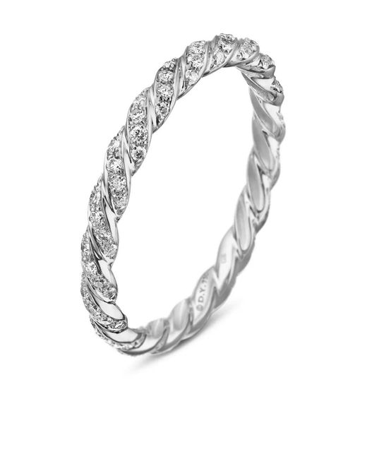 David Yurman White 18Kt Petite Pavé Diamond Band Ring (2.8Mm)