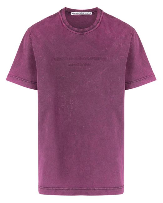 Alexander Wang Purple Logo-embossed Crew Neck T-shirt