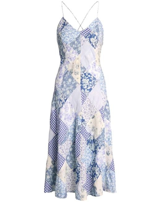 Polo Ralph Lauren Blue Patchwork V-neck Dress