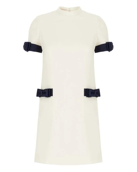 Valentino Garavani Natural Bow-Detail Short-Sleeve Mini Dress