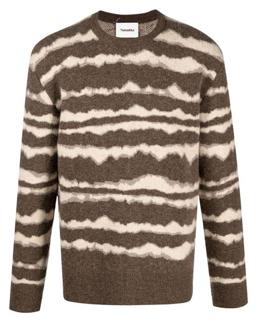 Nanushka Gray Abstract Stripe Jumper for men