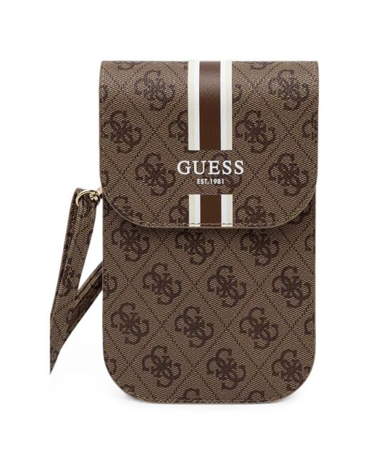Guess Brown Logo-Print Crossbody Phone Bag