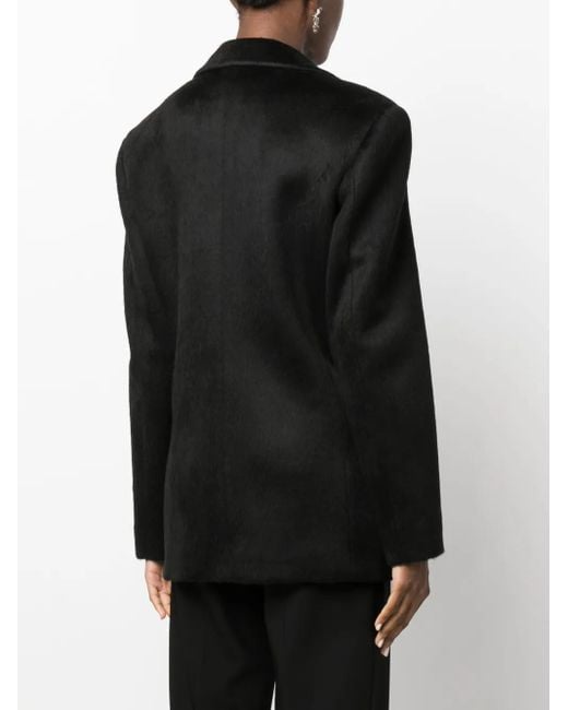 MSGM Black Single-Breasted Peak-Lapels Blazer