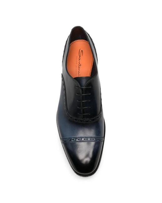 Santoni Blue Brogue-Detail Oxford Shoes for men