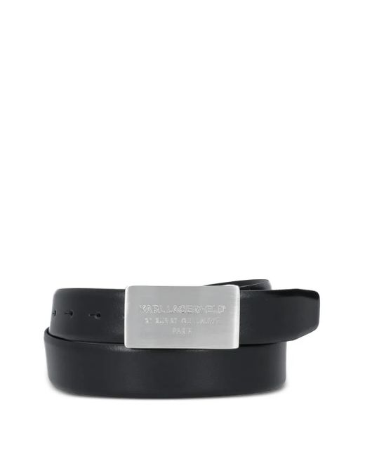 メンズ Karl Lagerfeld ロゴバックル ベルト White