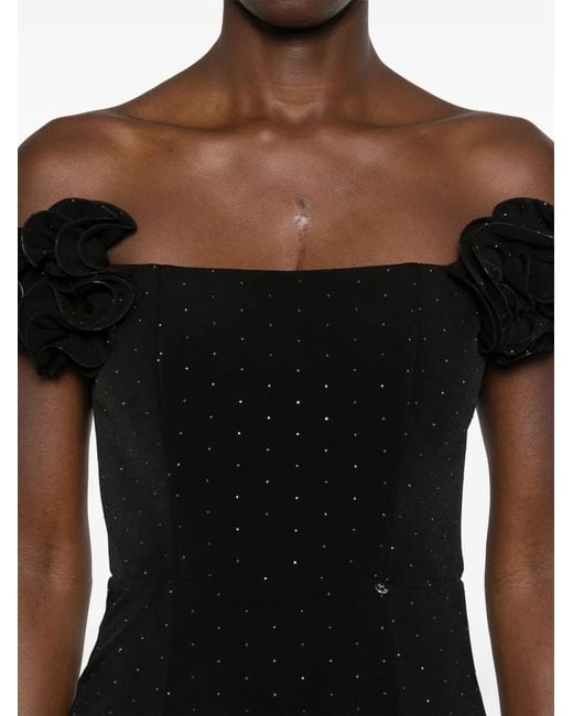 Nissa Black Embellished Maxi Dress