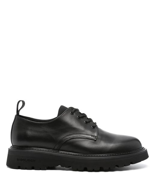 Woolrich Black New City Leather Derby Shoes for men