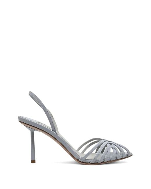 Le Silla White Embrace Cage-Strap Slingback Sandals