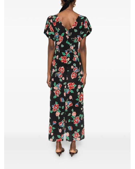 Rixo Black Riella Floral Dress
