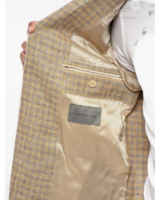 Corneliani Natural Gingham Linen-Blend Blazer for men