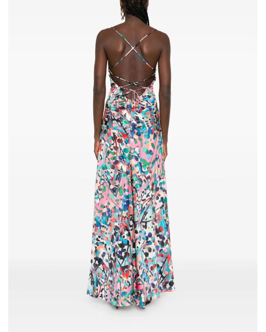 ROSERRY White Seville Halterneck Abstract-Print Maxi Dress