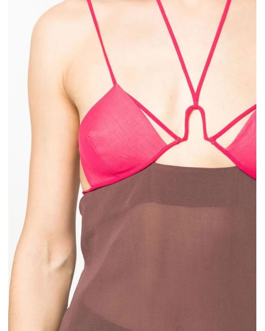 Nensi Dojaka Purple Cut-Out Cotton Minidress