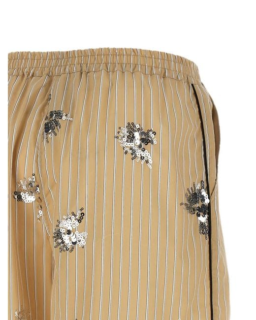 Le twins Natural Sequin-Embellished Striped Shorts
