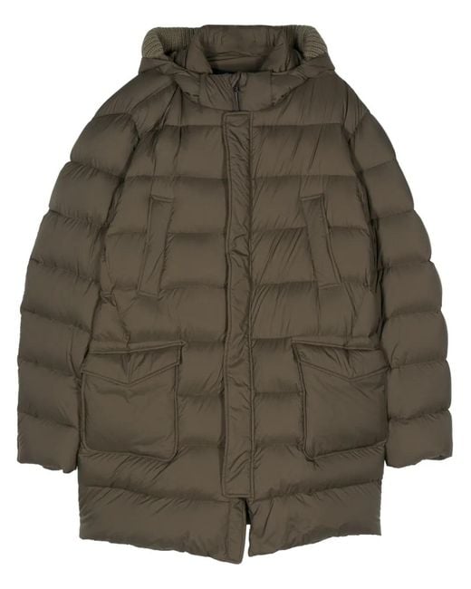 Herno Green Logo-Plaque Coat for men