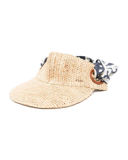 Chloé Natural Bandana Raffia Visor