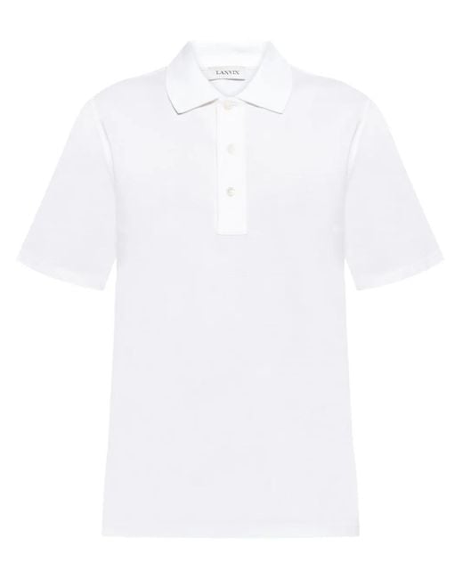 Lanvin White Polo Shirt With Button Placket for men
