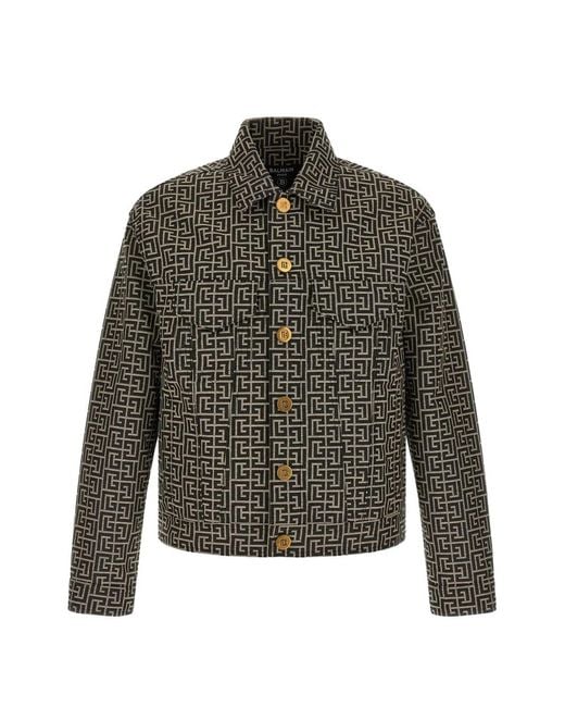 Balmain Gray Monogram Jacquard Jacket for men
