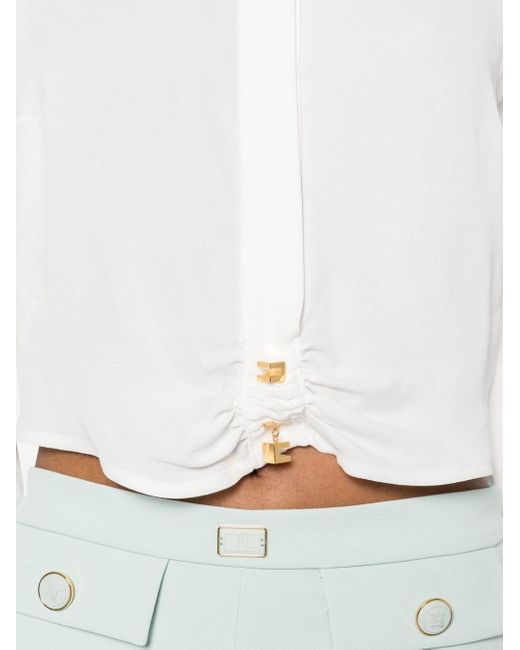 Camicia crop con maniche a palloncino di Elisabetta Franchi in White