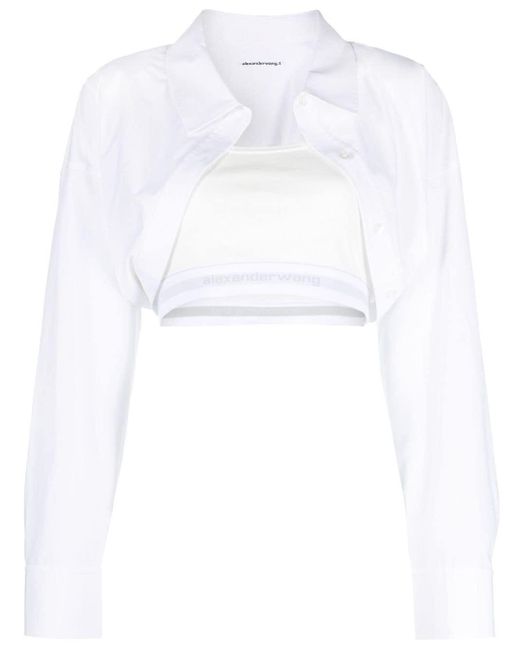 Camicia crop di Alexander Wang in White