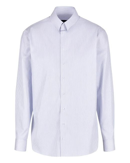 Giorgio Armani White Striped Long-Sleeved Shirt for men