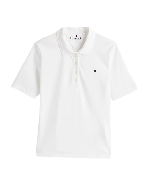 Tommy Hilfiger White Logo Polo Top