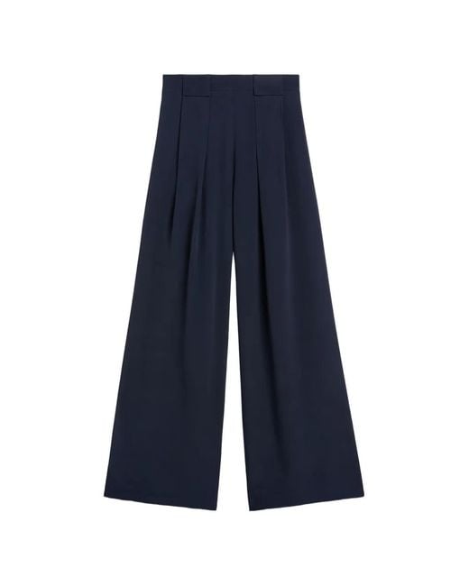 Momoní Blue Aspen Pleated Palazzo Pants