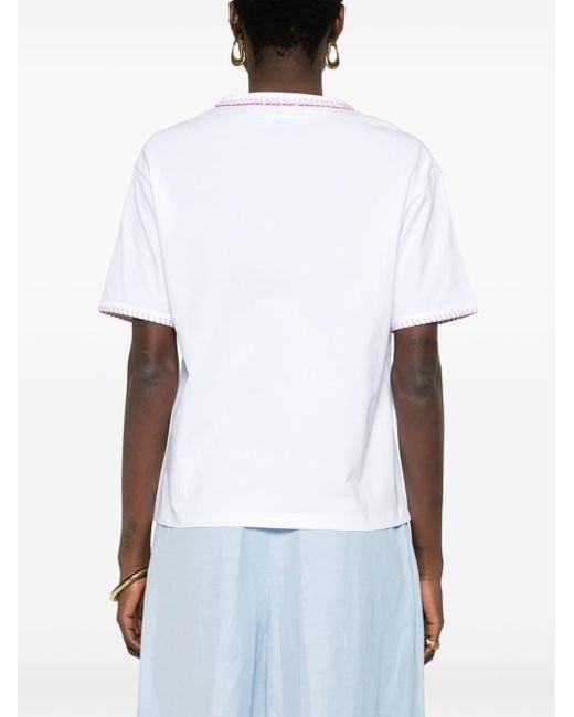 Emporio Armani White Embroidered-logo Cotton T-shirt